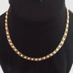 Vintage Avon Gold Pearl Necklace Braided Woven Chain Floating Pearls 90s 1990